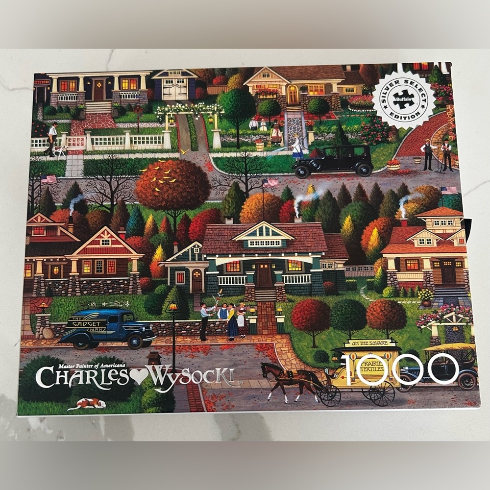 NEW Charles Wysocki 1000 Piece Puzzle - Labor Day in Bungalowville